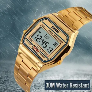 Orologio Sportivo Digitale da Uomo Retrò Cinturino in Acciaio Inossidabile Impermeabile 30M Sveglia Cronografo Retroilluminazione
