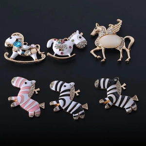 Animal Charms Alloy Rhinestone Enamel Zebra Unicorn Rocking Horse DIY Jewelry Phone Case Decor Handcrafted Accessories