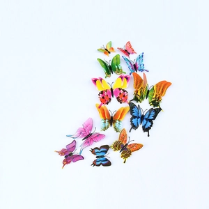 Set de 12 pegatinas de pared de mariposas magnéticas 3D de doble capa decorativas