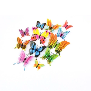 Pack de 12 pegatinas de pared mariposas 3D coloridas de doble capa con imán decorativo