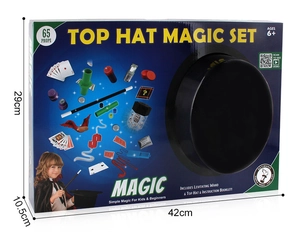 Top hat magic set for beginners with 65 classic props and floating magic wand