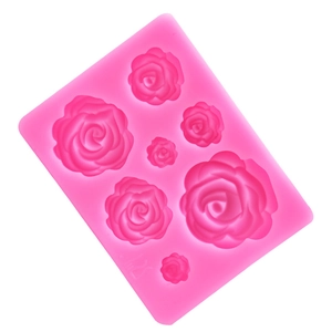 Moule en silicone rose avec 6 cavités de roses pour décorations en fondant et chocolat