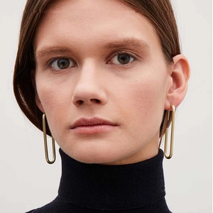 Orecchini a Forma di U in Rame Minimalista per Donna Orecchini Geometrici Ovali Placcati in Oro Argento Gioielli di Moda