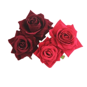 Vintage Rose Flower Hair Clips Velvet Fabric Double Floral Duckbill Side Clip Elegant Bridal Party Headwear For Women