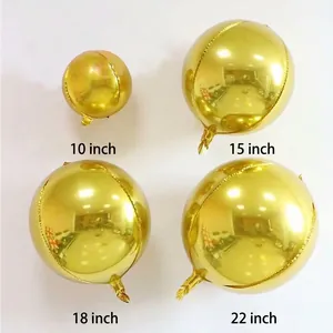 Golden 4D foil balloon set in four sizes 10 15 18 and 22 inch for wedding party decor