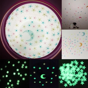 Glow In The Dark Wall Stickers Luminous Stars And Moon Plastic Fluorescent DIY Ceiling Decor For Kids Bedroom Nursery