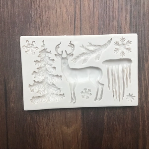 Christmas silicone mold with reindeer and snowflake patterns for fondant cake baking