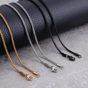 2mm titanium steel popcorn chain necklaces in gold, silver and black with lobster clasps