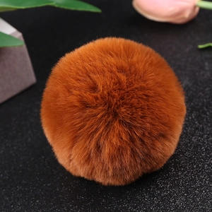 Pompon de piel de conejo sintética marrón para llaveros y accesorios DIY