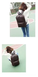 Macro detail of dark brown synthetic leather backpack with smooth matte texture and zipper