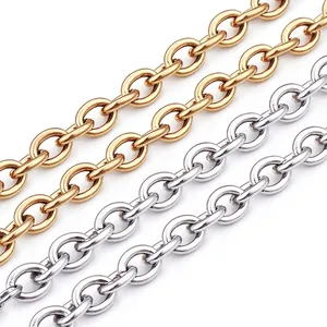 Chunky Rollo Chain Necklace 316L Stainless Steel 18K Gold Plated Thick O Chain Minimalist Punk Hip Hop Jewelry For Men Women