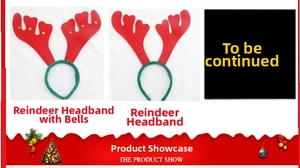 Detail view of festive reindeer headbands with red antlers and bells for Christmas parties