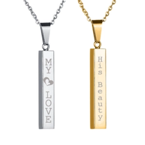 Collares con colgante rectangular minimalista en acero inoxidable dorado y plateado