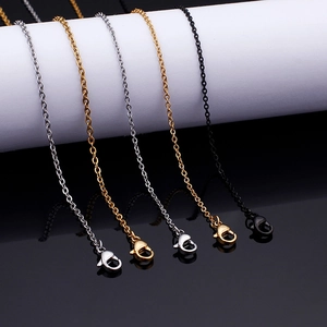 Polished stainless steel O-chain necklaces in silver, gold, and black colors