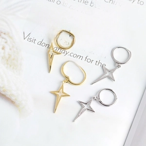 S925 sterling silver minimalist north star hoop earrings in gold and silver finishes