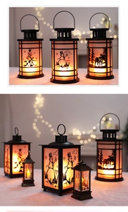 Warm LED Christmas lanterns with snowman and reindeer patterns for cozy holiday decor