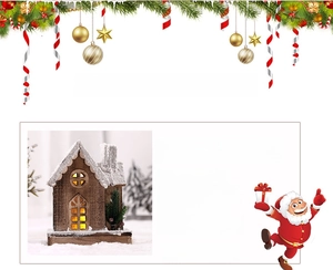 Vista macro dettagliata di una casetta di Natale in legno luminosa con luci a LED calde