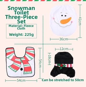 Detailed dimensions of the snowman themed 3-piece Christmas bathroom mat set