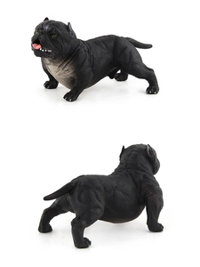 Detailed views of a black bully dog model showing muscle texture and skin folds