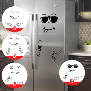 Cartoon Fridge Stickers PVC Waterproof Expression Decals For Kitchen Refrigerator Cabinet Window Decoration Modern Style