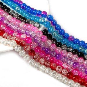 Colorful crackle glass round beads for DIY handmade bracelets and jewelry making