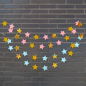 Glittering star garland banner for wedding and birthday party backdrop decoration