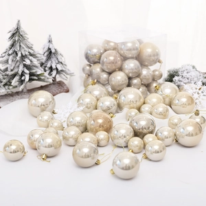 Champagne gold and pearl white Christmas ball ornaments set for festive tree decoration
