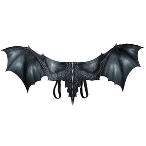 Realistic dark grey dragon wings for adult Halloween cosplay with textured scales