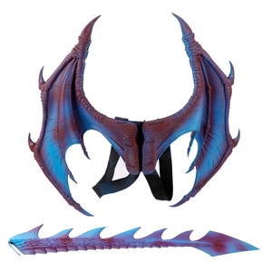 Kids dragon wing and tail costume set with blue-purple gradient and scale texture