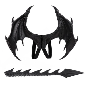 Black dragon wings and tail costume set for children Halloween party roleplay gear