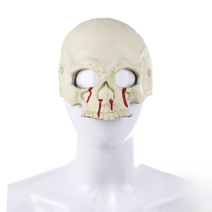 Detail of skull mask with realistic bone texture and red bloody tears for Halloween