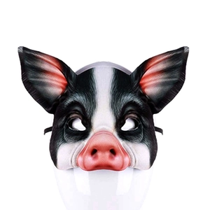 Realistic pig half-face mask for Halloween and Mardi Gras parties in pink and white