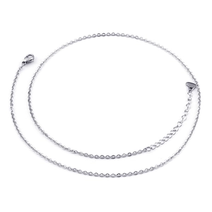 Classic silver stainless steel Rolo chain necklace with lobster clasp and heart charm