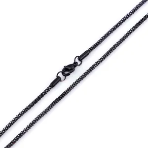 Popcorn Mesh Chain Necklace Titanium Stainless Steel Hypoallergenic Jewelry Fashion Minimalist For Men Women Gold Black Steel