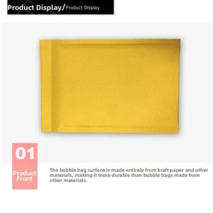 Close-up of yellow kraft paper bubble mailer showing durable texture and shockproof material