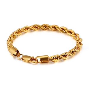 Unisex Rope Chain Bracelet Stainless Steel Twisted Link Jewelry Streetwear Hip Hop Minimalist Colorful Accessory With Lobster Clasp