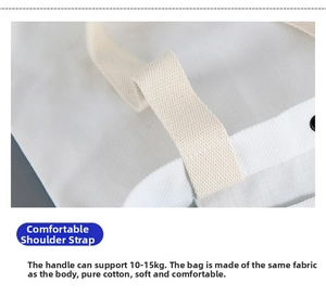 Detail of soft 100% cotton canvas bag showing reinforced stitching and 15kg load capacity