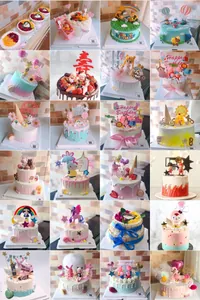 Vue détaillée de diverses décorations de gâteaux avec thèmes d'anniversaire et figurines