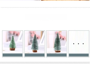 Miniature sisal Christmas trees with snow coating and natural wood bases for desktop decor