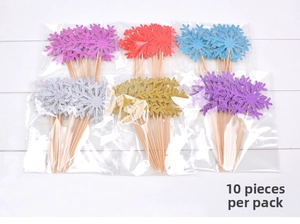 Décorations de gâteaux flocon de neige à paillettes en rose, rouge, bleu et or
