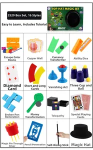 Top Hat Magic Set with 16 classic props including magic wand and cards for kids