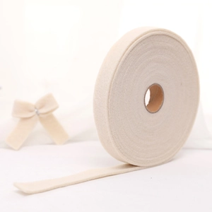 Beige wool felt ribbon roll for Christmas DIY crafts and tree wreath decoration