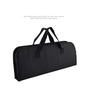Portable black oxford cloth carrying bag for BBQ tool sets with durable zipper handles