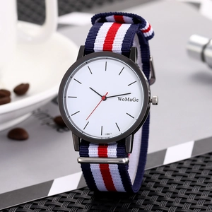 Men Quartz Watch With Alloy Case And Striped Nylon NATO Strap Minimalist Fashion Sport Casual Analog Wristwatch