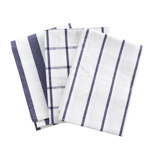 Japanese style absorbent cotton napkins set with blue stripes and grid patterns