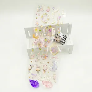 3D crystal epoxy stickers with gold foil floral and butterfly designs for scrapbooking