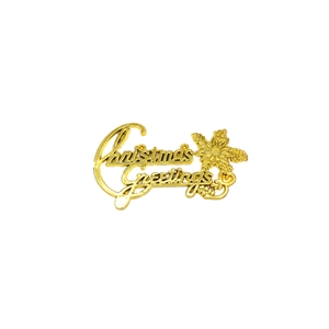 Golden Christmas Greetings sign with snowflake ornament for Christmas tree decoration