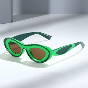 Cat Eye Sunglasses Retro Oval Contrast Color PC Frame UV400 Protection Trendy Y2K Hip Hop Eyewear For Men Women