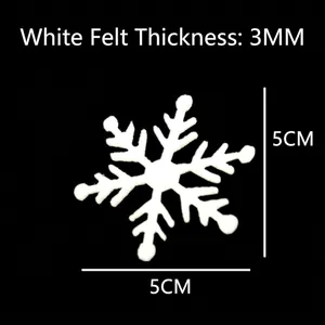 5cm white felt snowflake ornament for Christmas wreaths with 3mm thickness detail