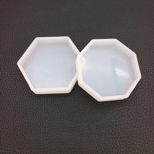 Macro shot of hexagonal and octagonal silicone molds for DIY resin casting projects